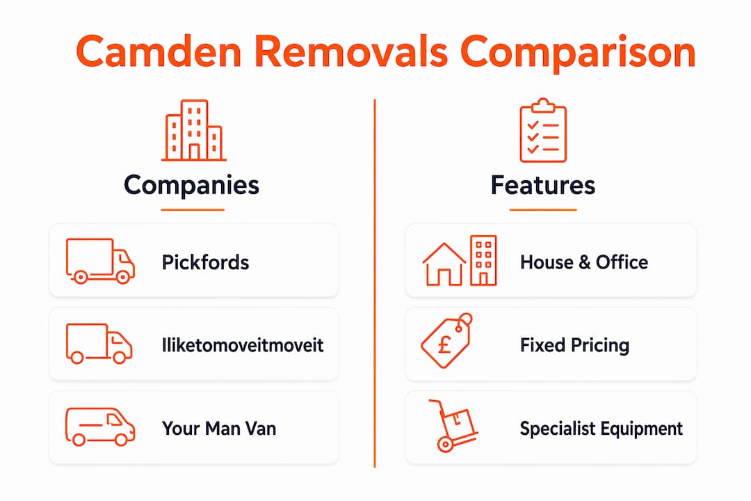 Infographic comparing Camden removal companies and features
