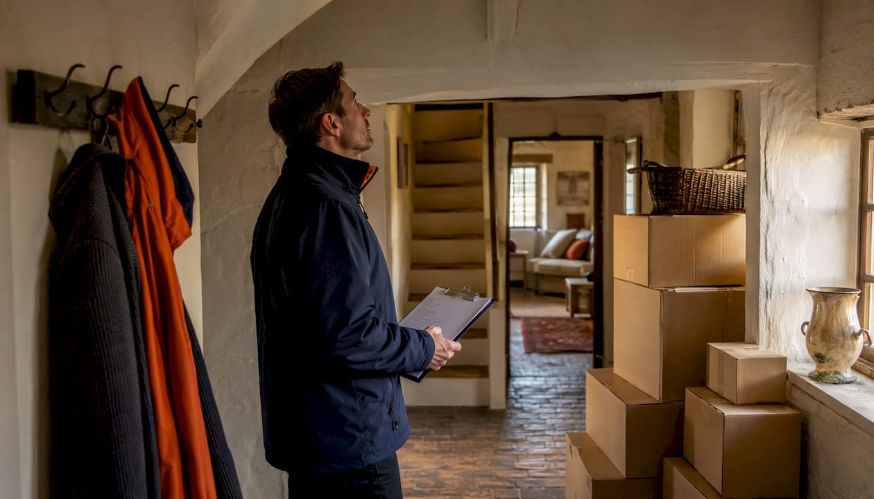 Removals surveyor inspecting home interior