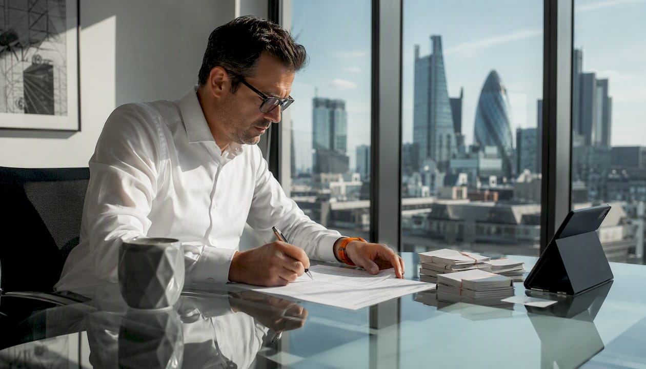 Planner reviewing moving inventory documents