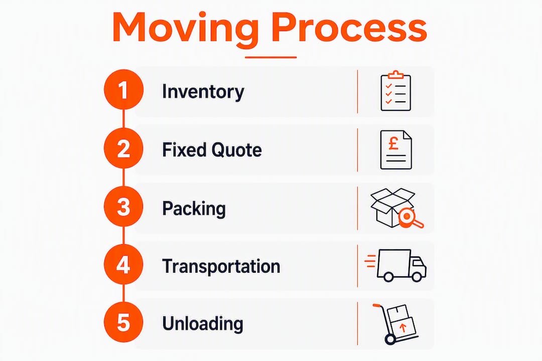 Infographic outlining step-by-step moving process