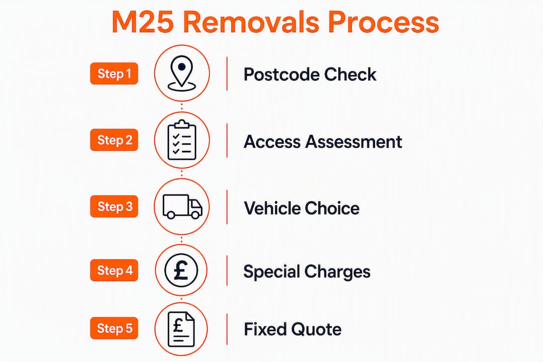 Infographic showing M25 removals process steps