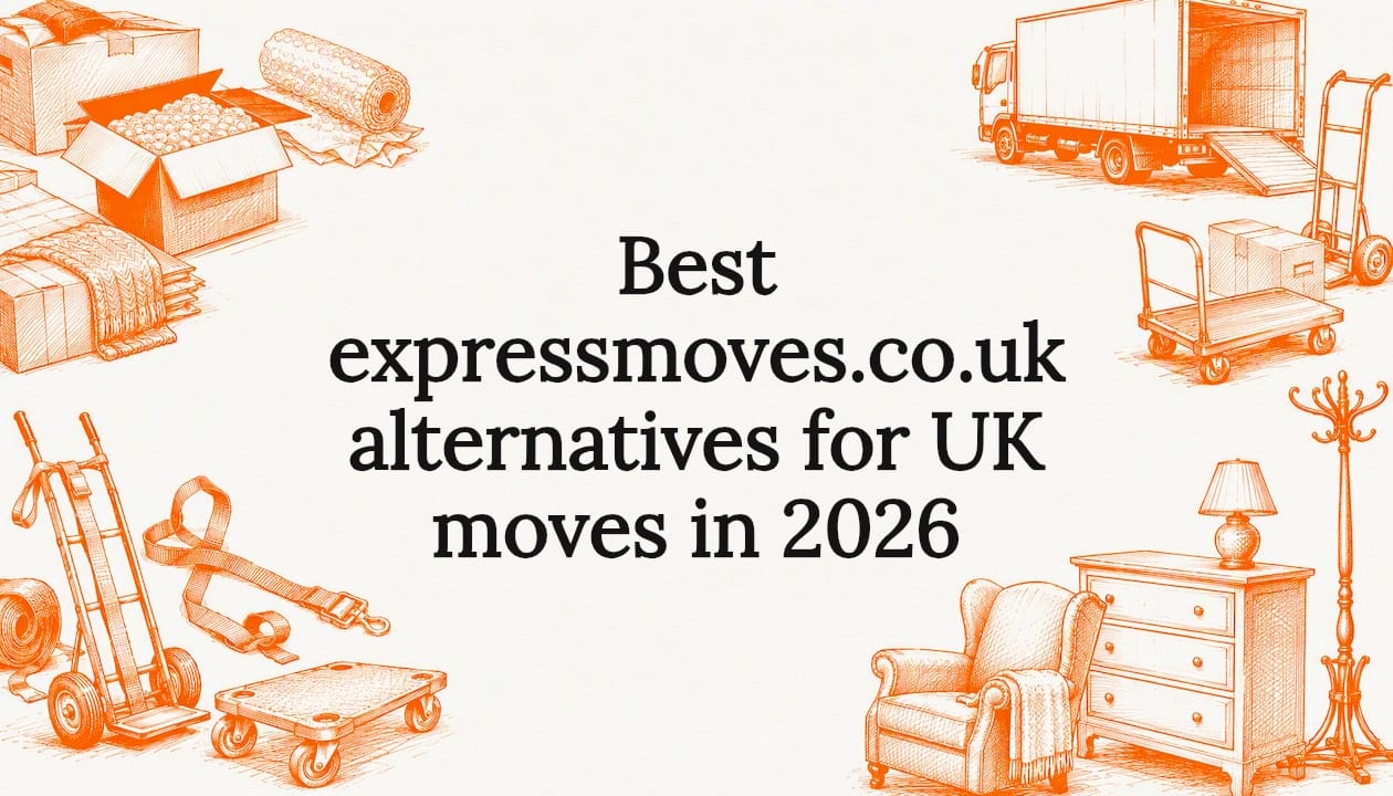 Decorative moving themed title card illustration