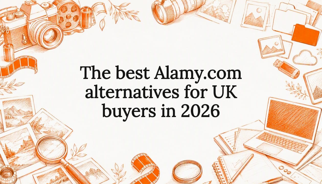 Decorative title card illustration for stock photo alternatives