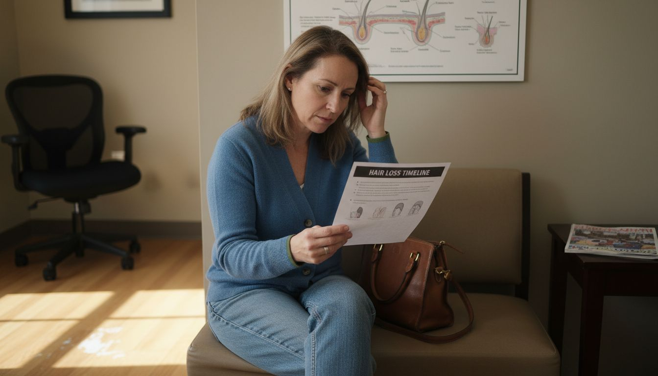 Patient discusses hair loss timeline with doctor