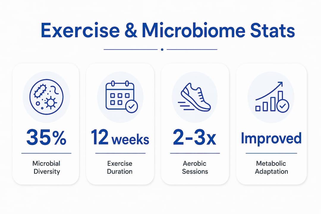Infographic showing exercise impact on microbiome diversity