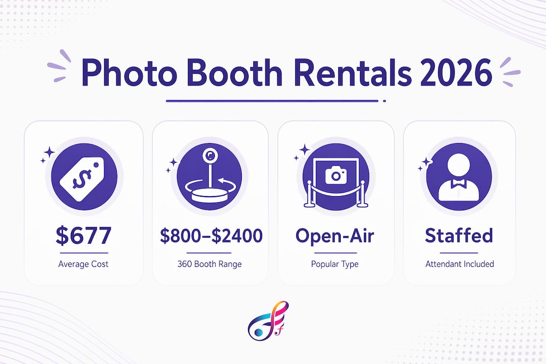 Infographic showing photo booth rental costs and types