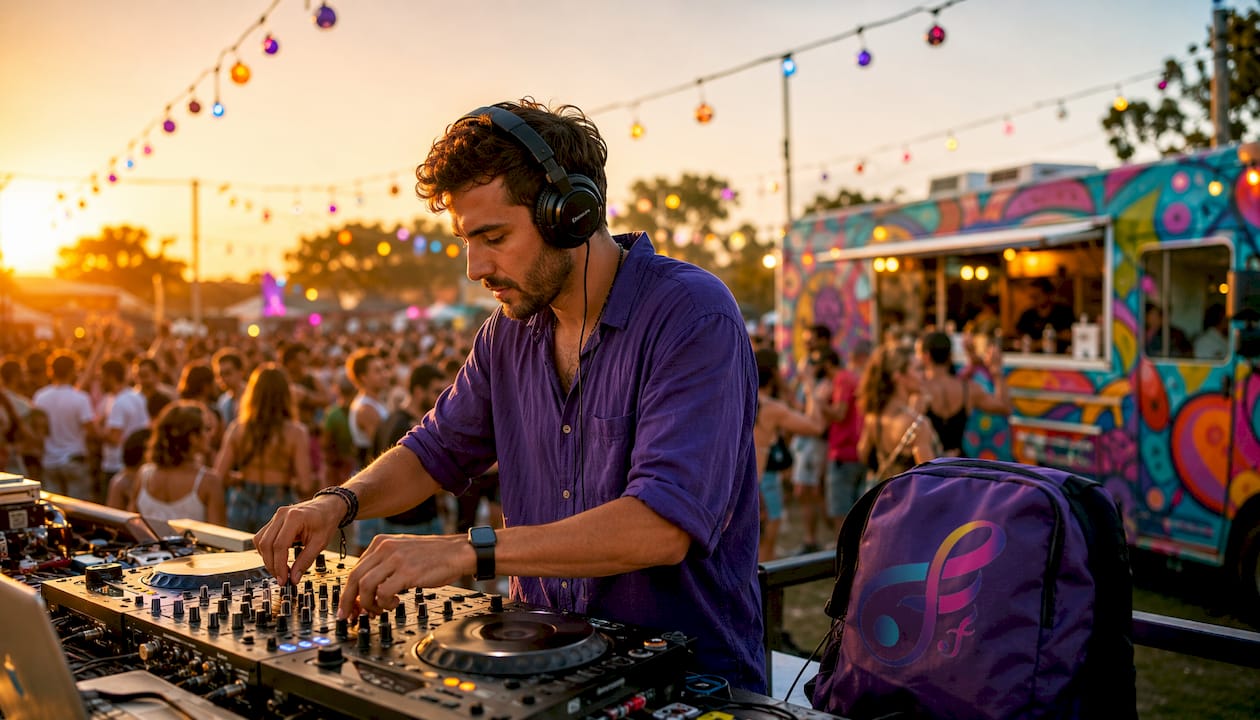 DJ performing at lively corporate event