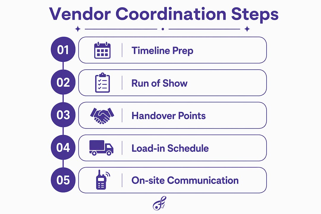 Infographic outlining event vendor coordination steps