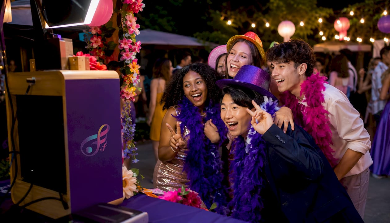 Teenagers enjoying Sweet Sixteen photo booth