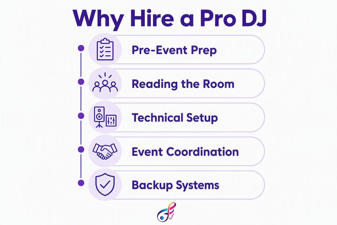 Infographic showing key reasons to hire a professional DJ