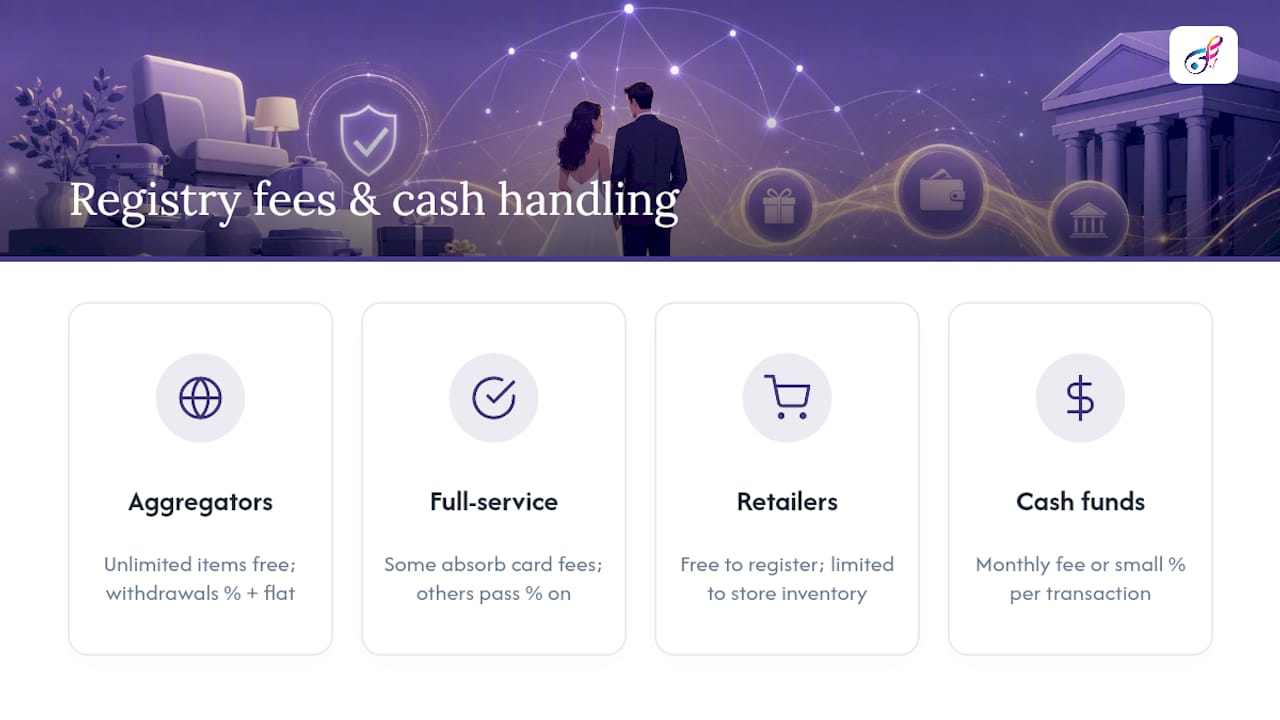 Diagram comparing wedding registry platform fees