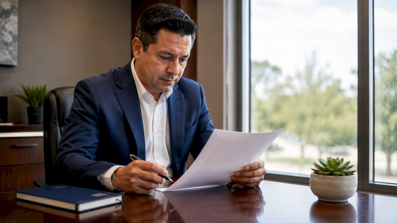 Loan officer examining personal bank statement