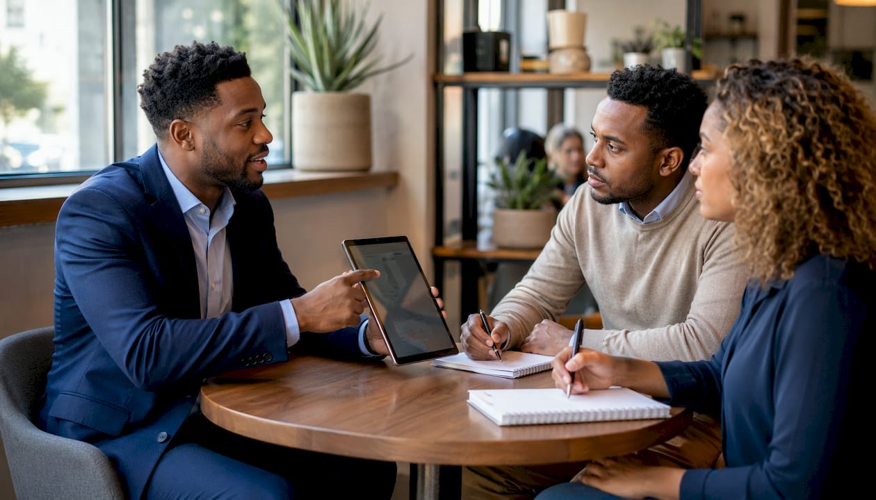 Loan officer discussing NONI loan options with investors