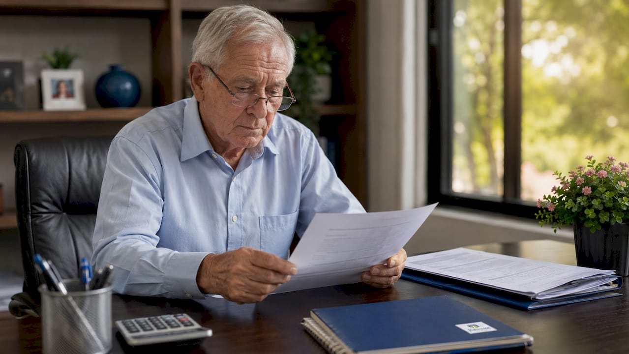Senior woman calculating finances indoors