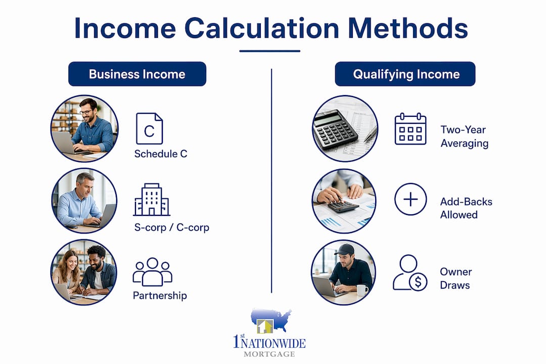 Infographic comparing business income and qualifying income methods