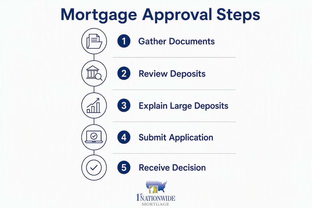 Infographic showing mortgage approval steps process