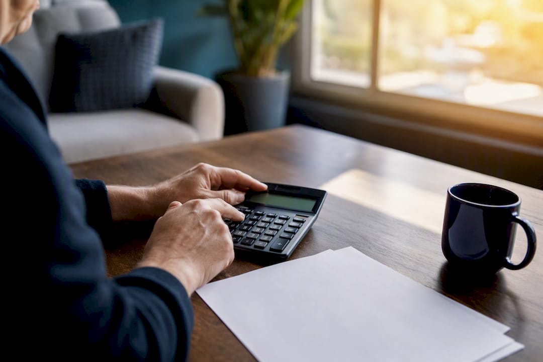 Hands calculating with depreciation schedule