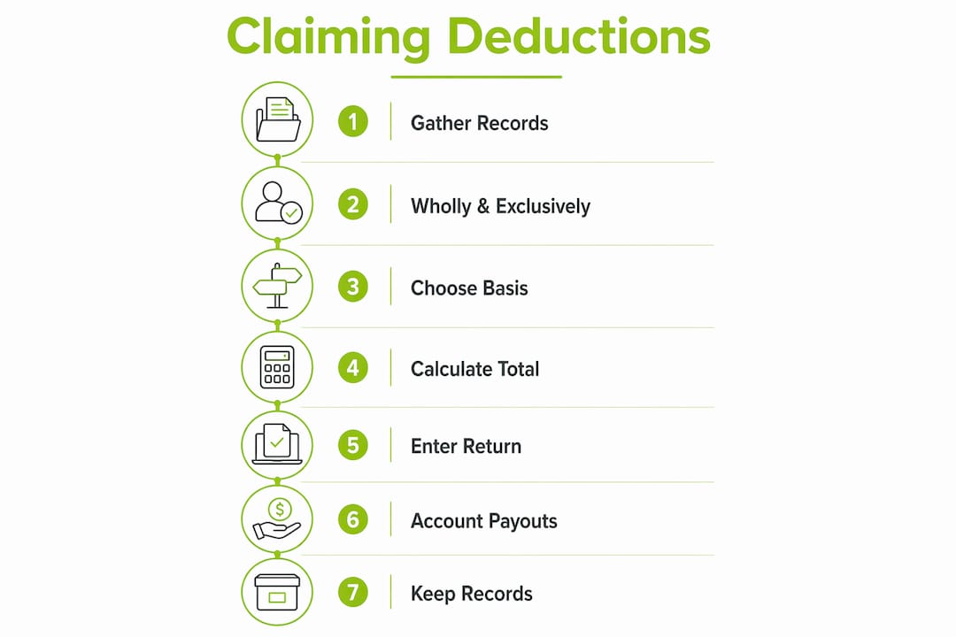 Infographic outlining steps to claim property insurance deductions