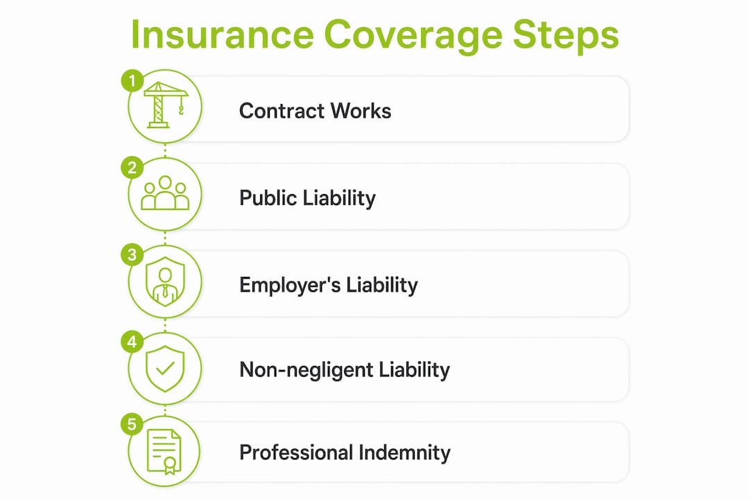 Insuring flats under construction: the complete UK guide 3 Infographic showing key insurance coverage steps