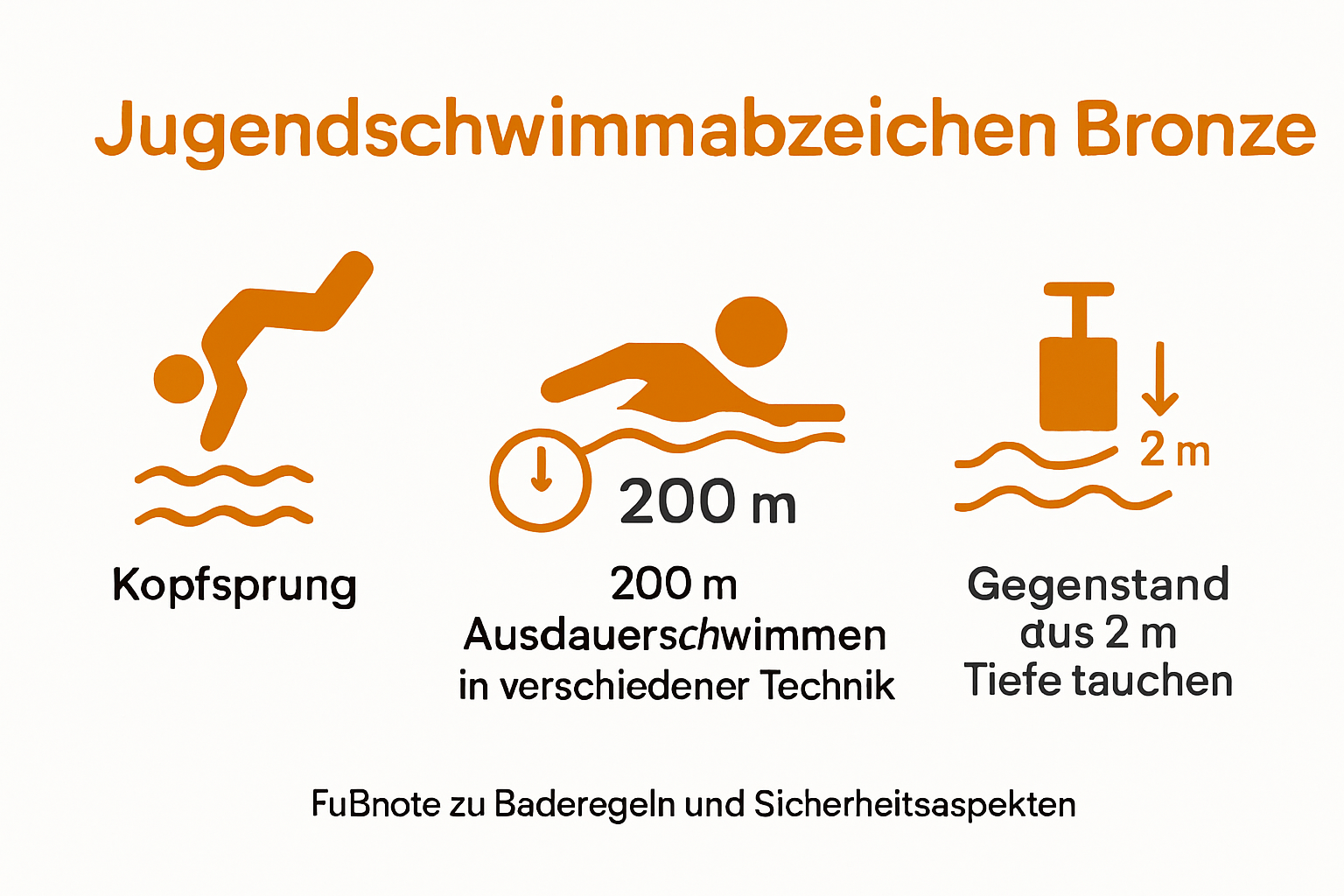 Infografik Bronze Schwimmprüfung: Anforderungen & Ablauf