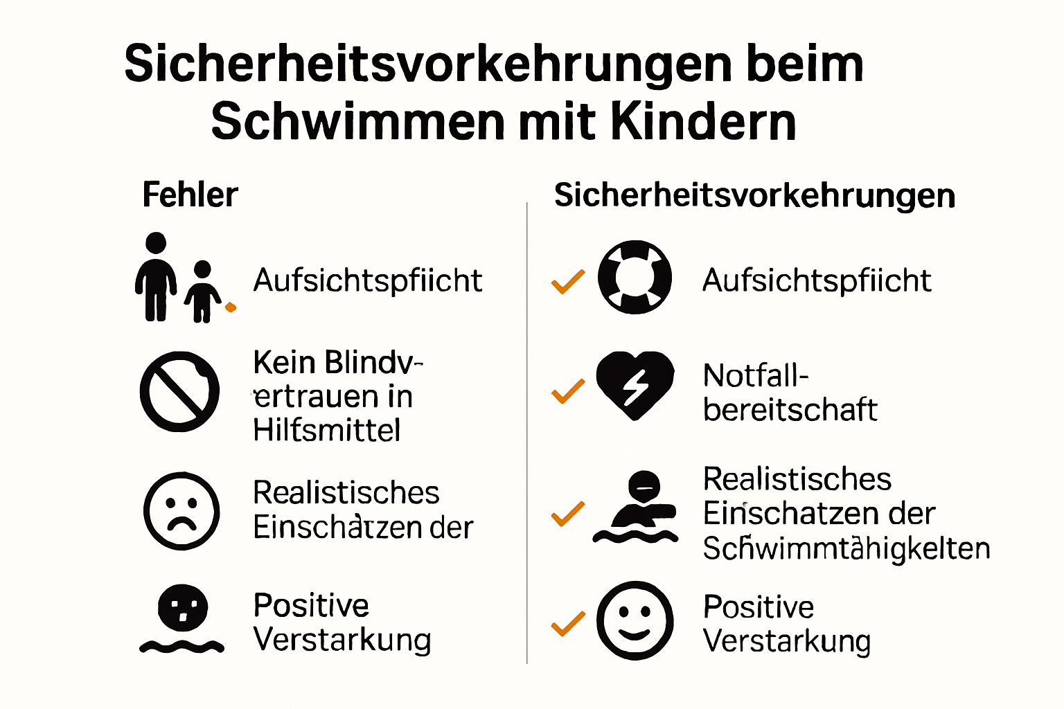 Infografik zu Schwimmfehlern und Sicherheit für Kinder