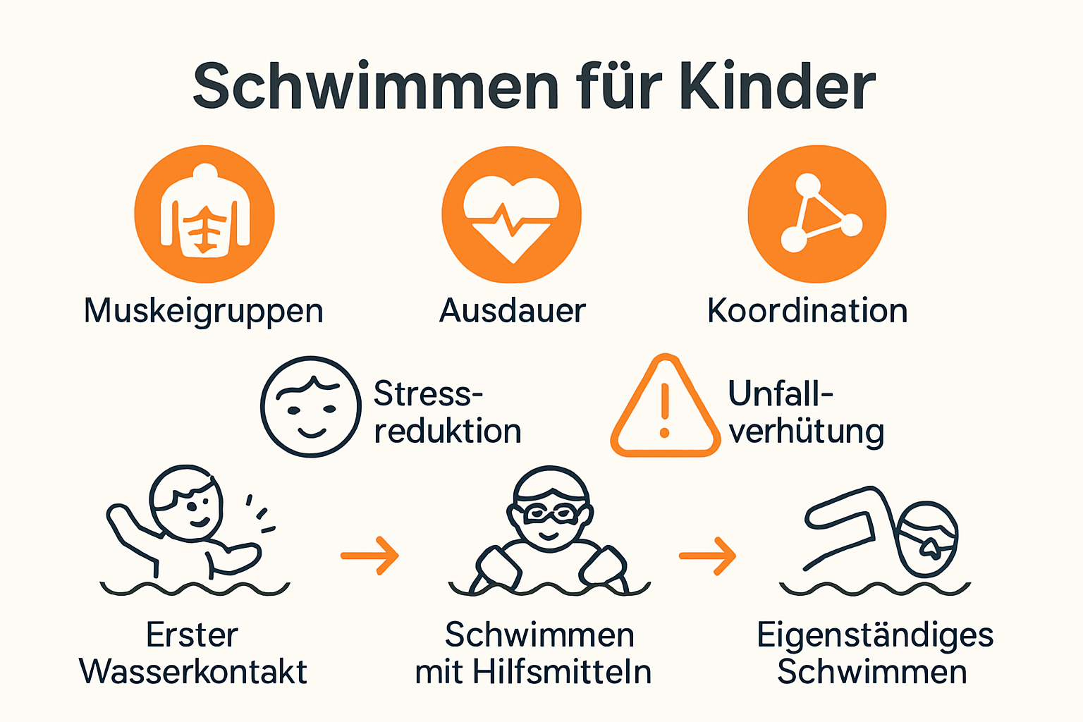 Infografik: Entwicklung von Kindern durch Schwimmen