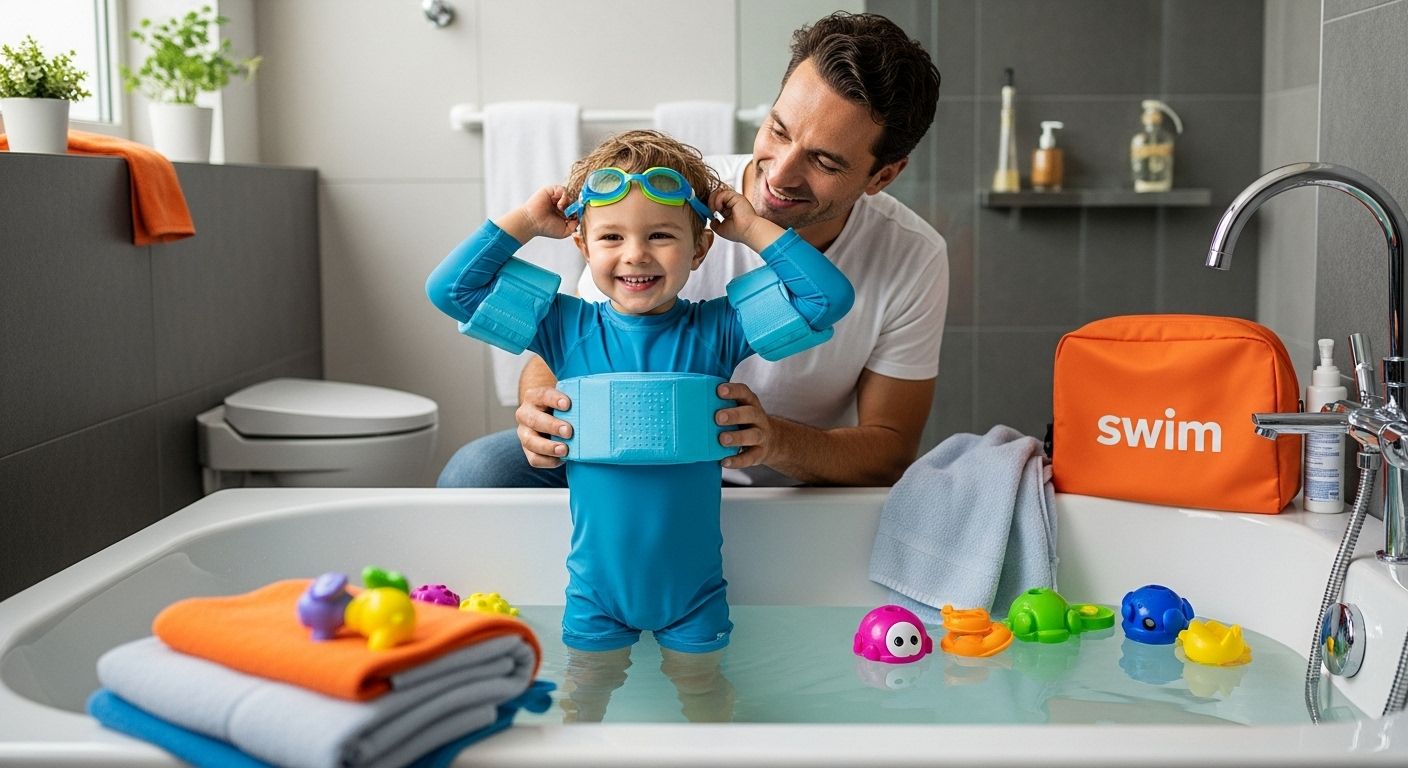 Kind Schwimmkurs Vorbereitung Zuhause