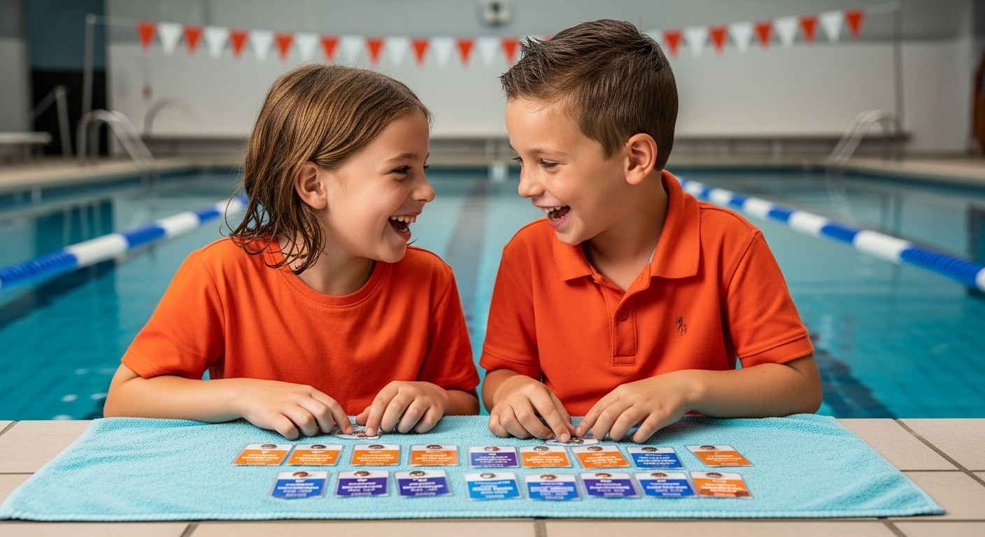 Kinder zeigen Schwimmabzeichen Motivation