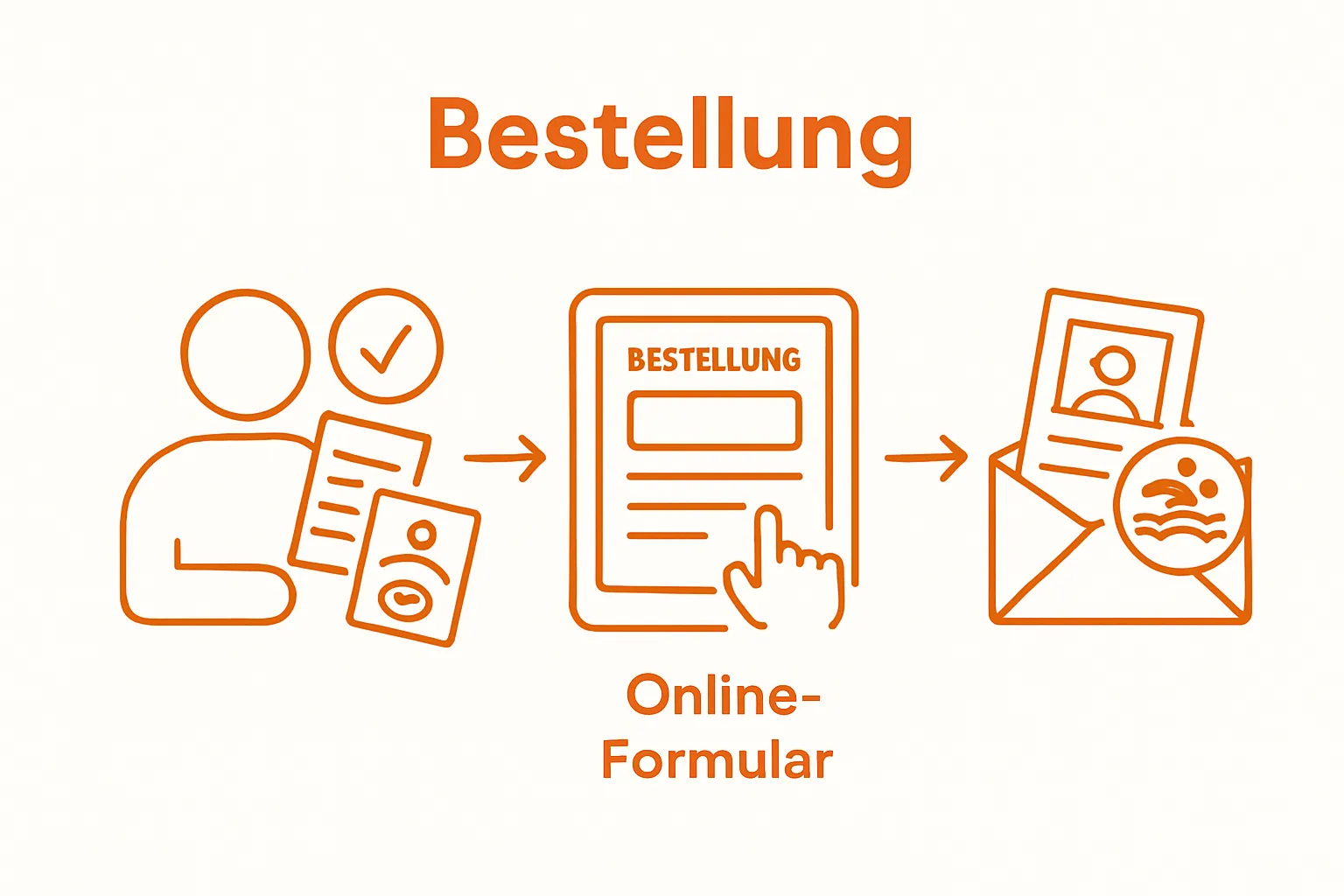 Simple 3-step graphic for Schwimmabzeichen Nachbestellung process