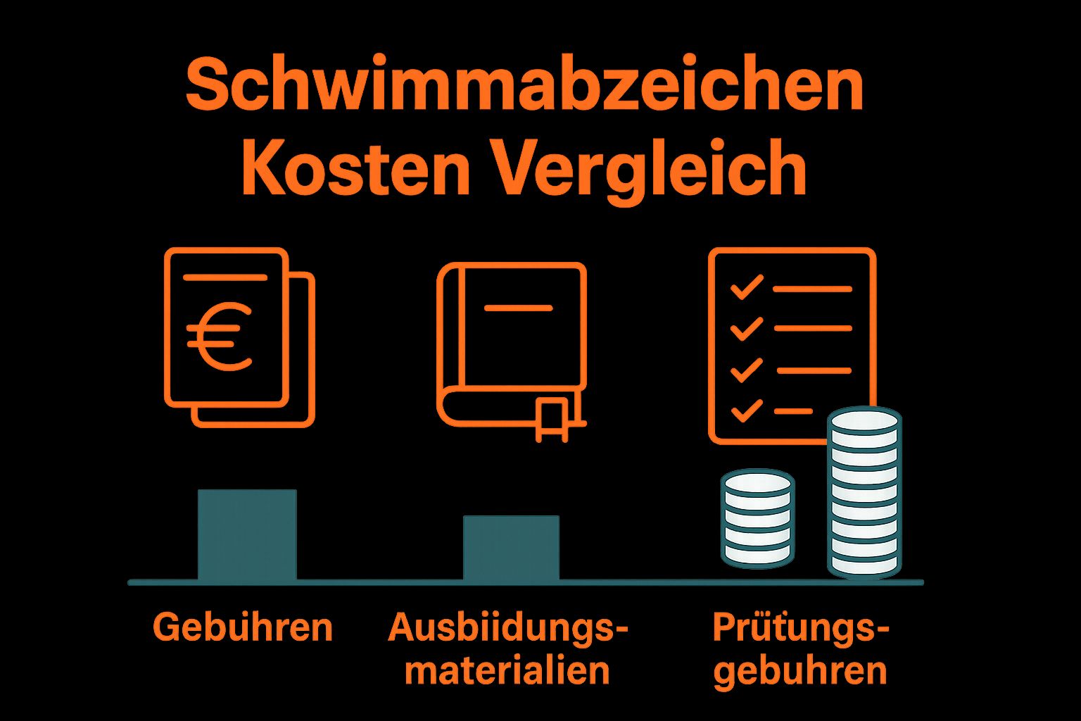 Vergleich der Schwimmabzeichen Kostenbestandteile in einfacher Grafik