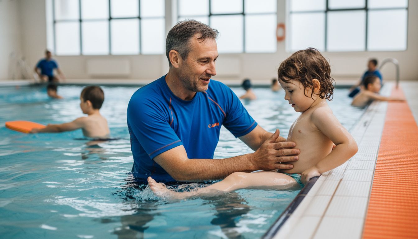 Schwimmlehrer Kind Wasserübung