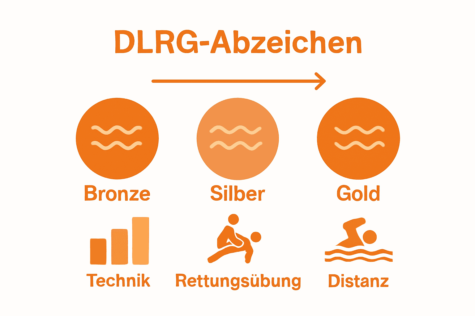 Infografik vergleicht DLRG Bronze, Silber und Gold