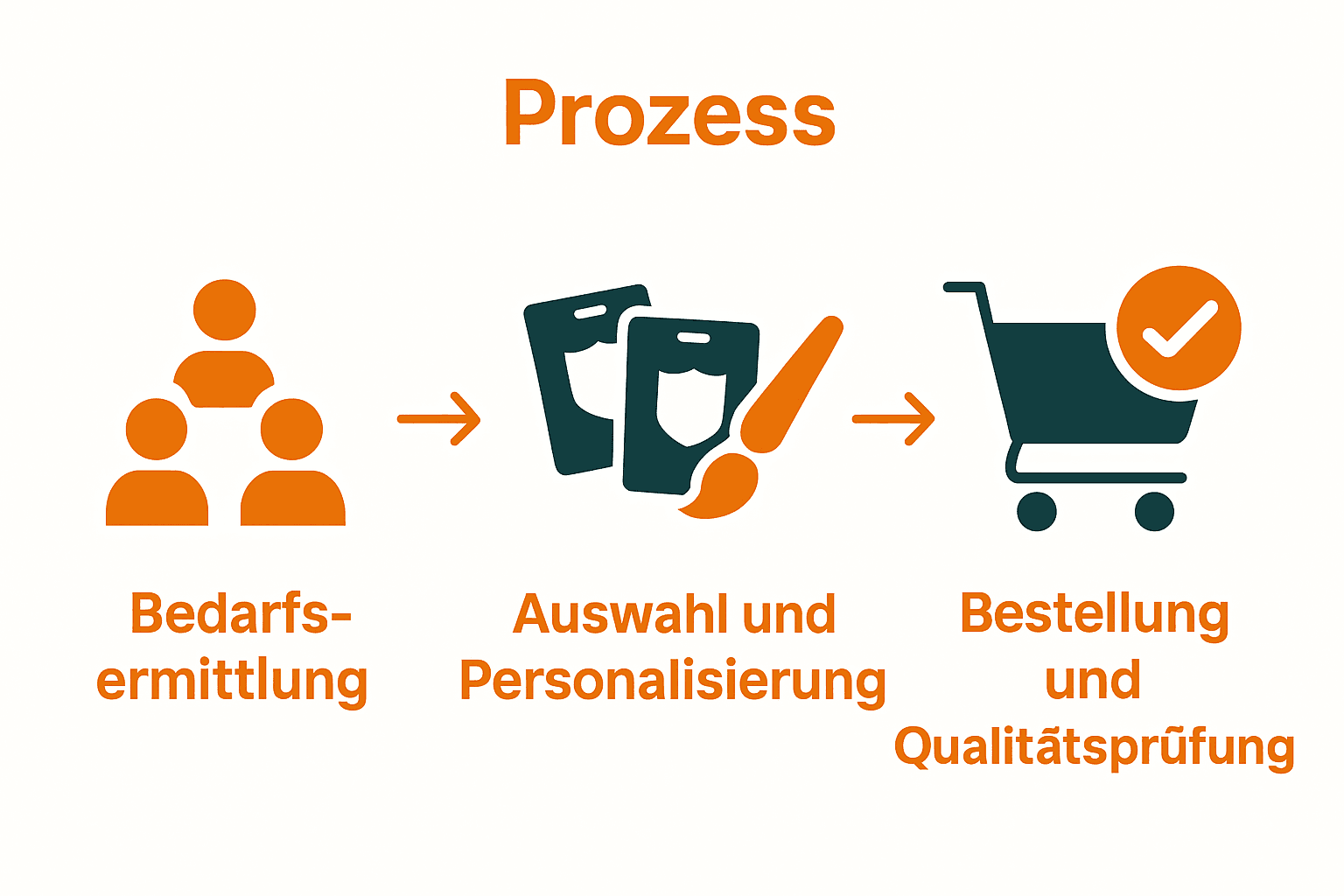 Dreistufige Infografik zur Abzeichenbestellung im Verein