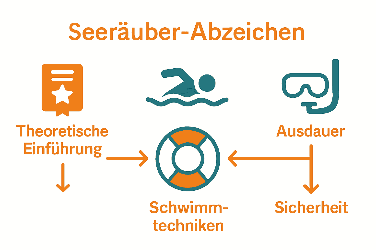 Infografik Seeräuber Prüfungstationen mit Icons