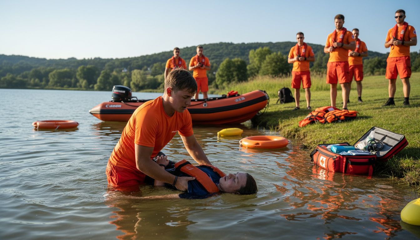 Rettungsschwimmer Training See