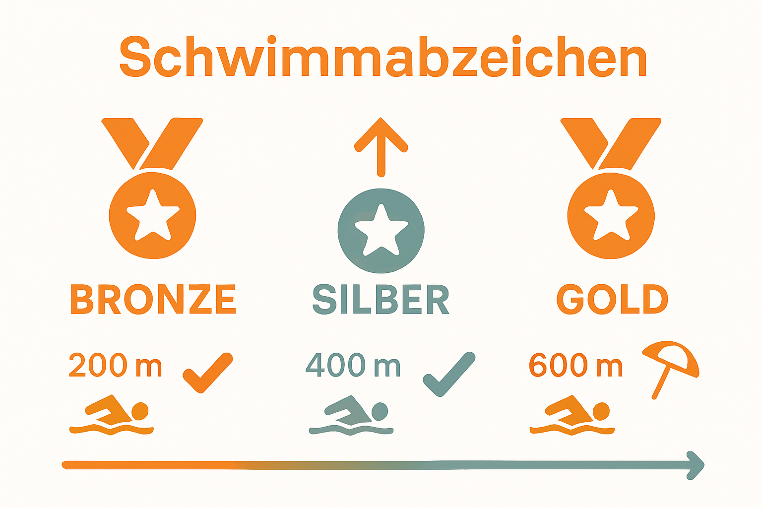Comparison infographic of swim badge levels