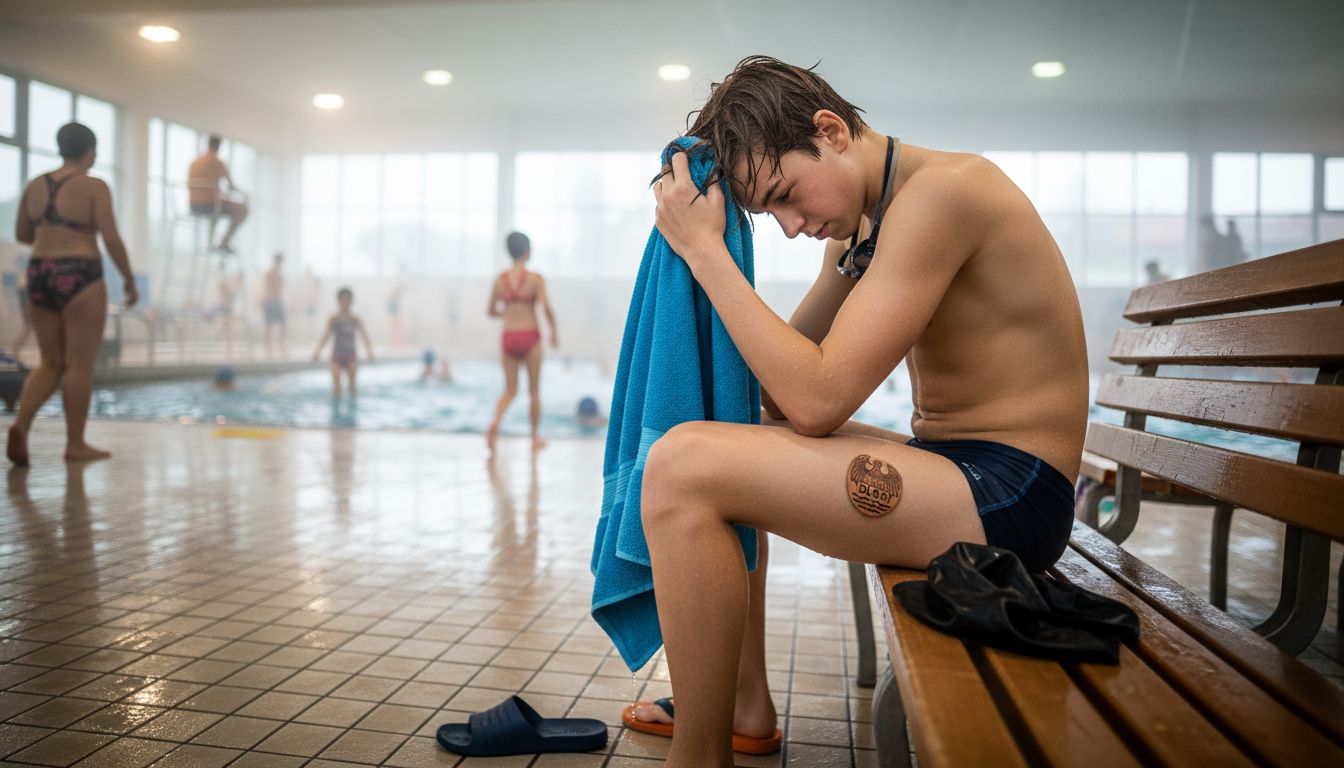Teen drying off after DLRG swim test