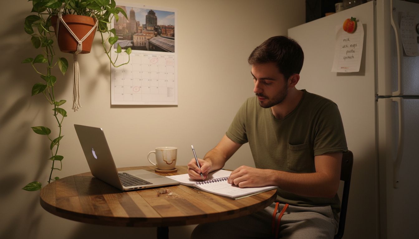 Student creating structured study plan at table