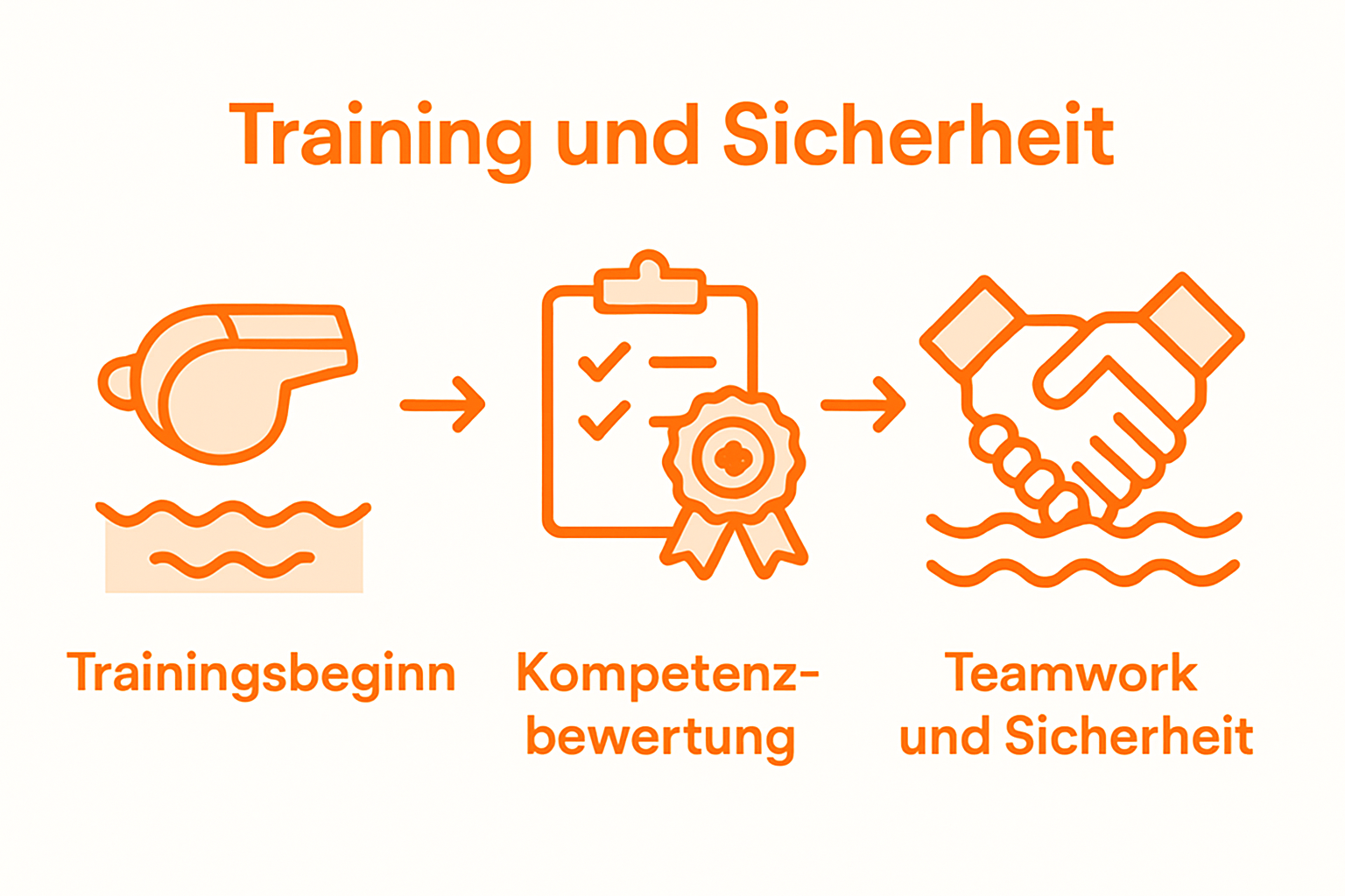 Grafik: Die wichtigsten Schritte im Schwimmtraining der DLRG auf einen Blick