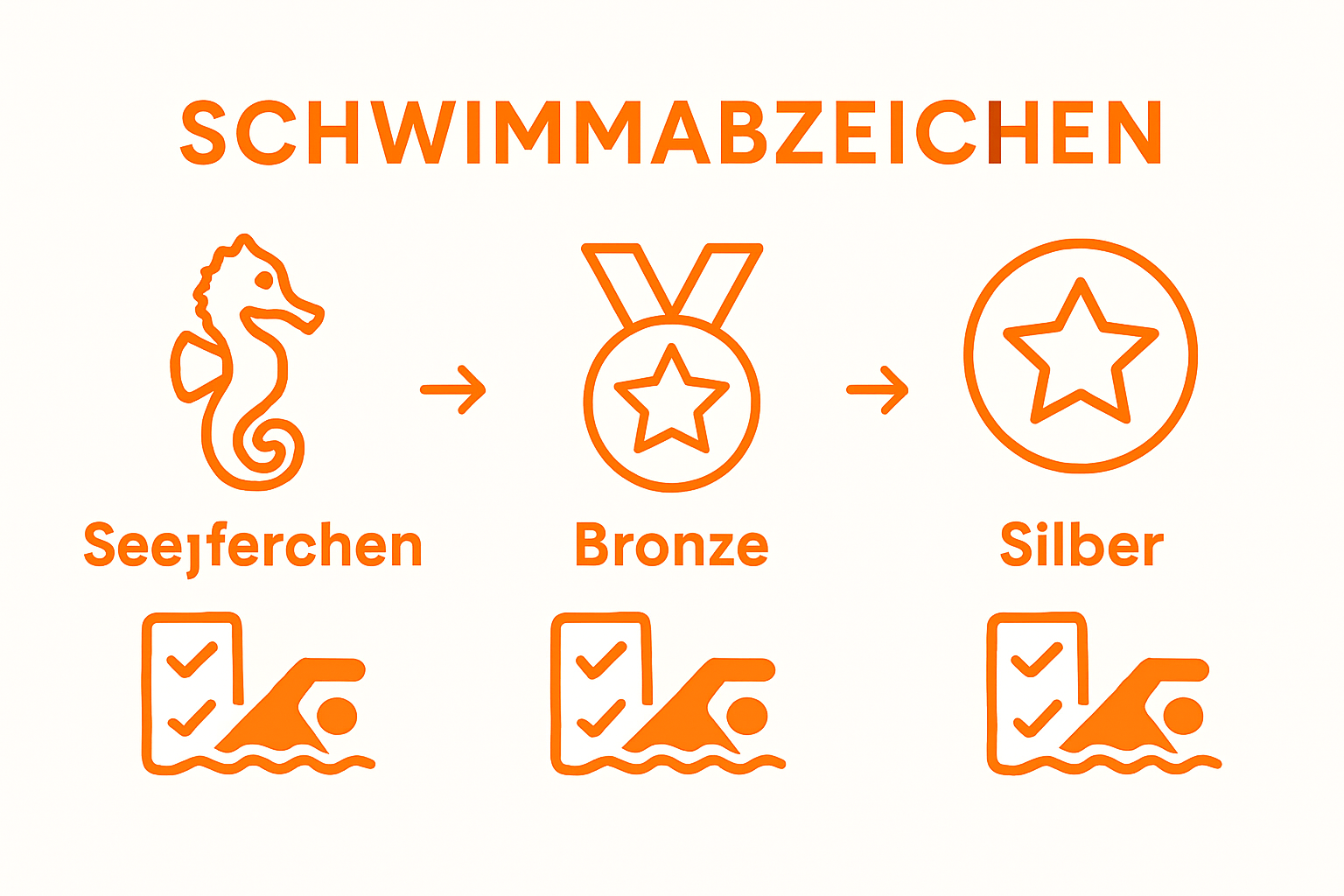 Übersicht der Schwimmabzeichen für Kinder