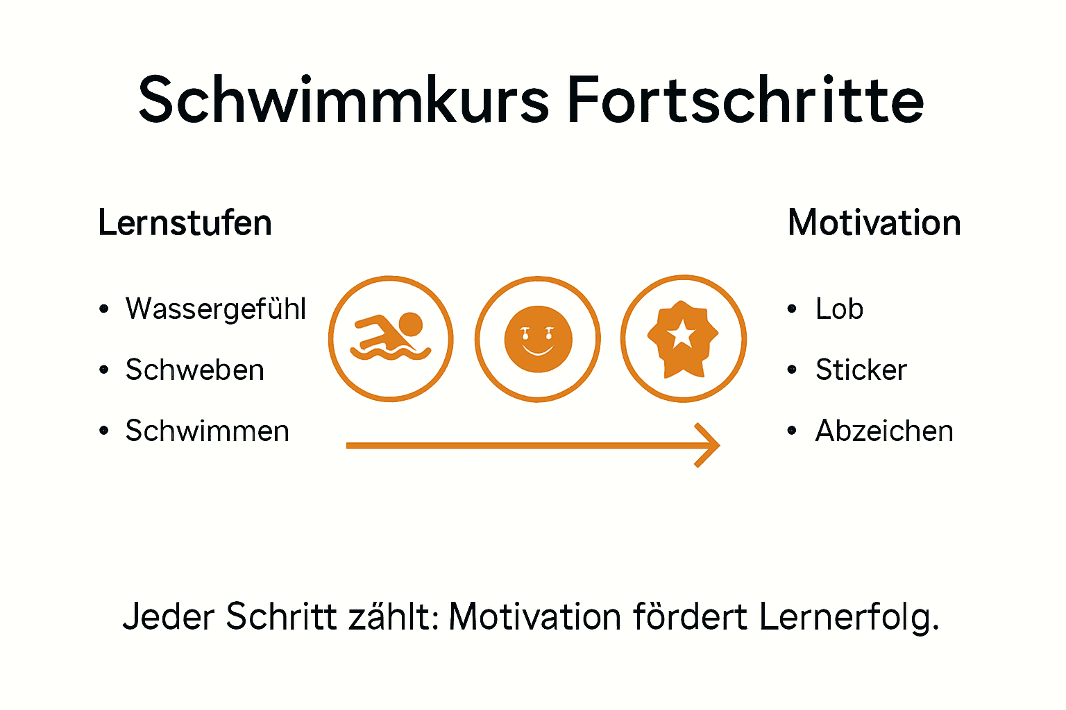 Infografik: Wie Motivation die verschiedenen Lernphasen im Schwimmkurs beeinflusst