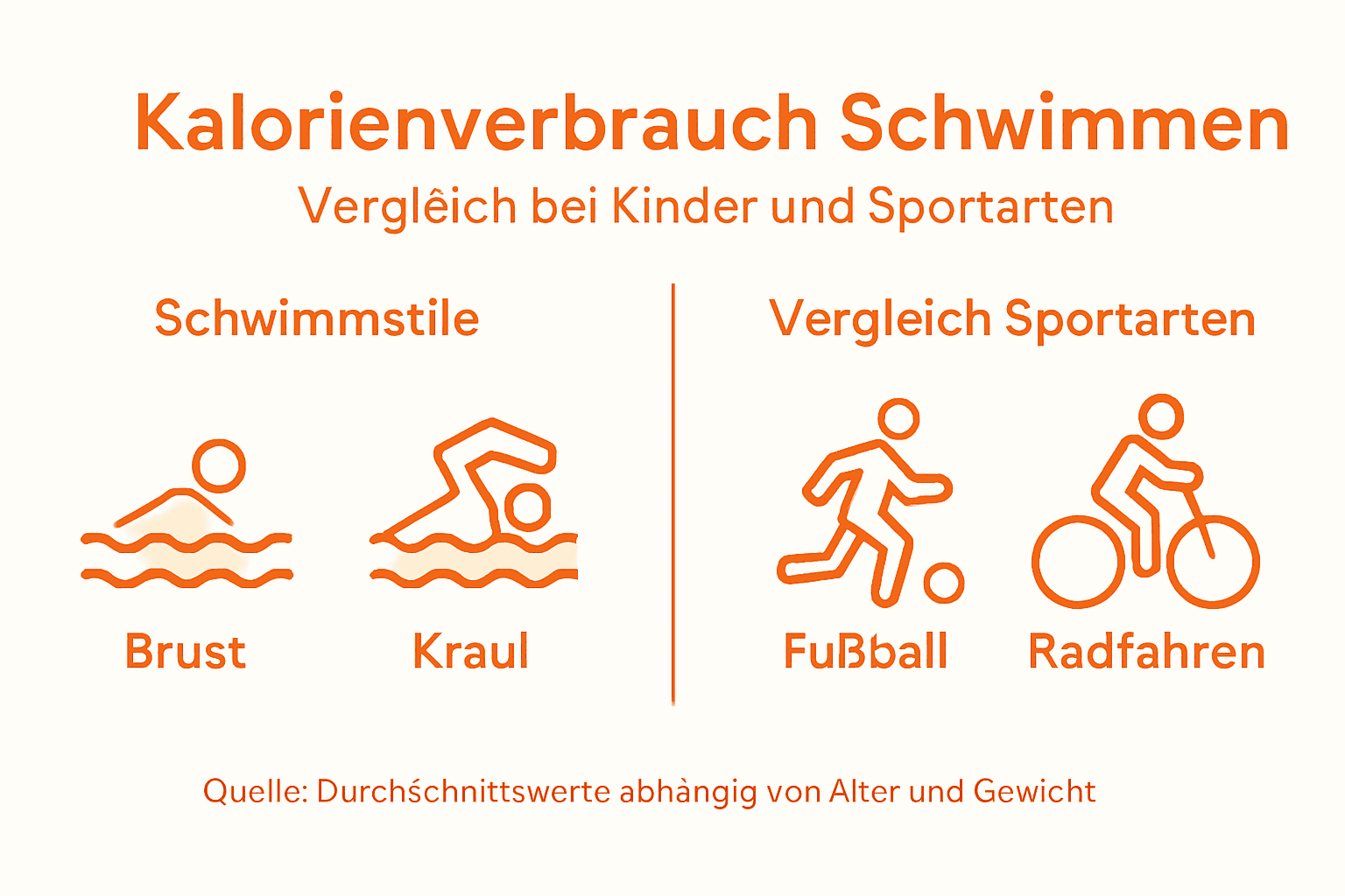 Infografik: Wie viele Kalorien verbrennen Kinder beim Schwimmen?
