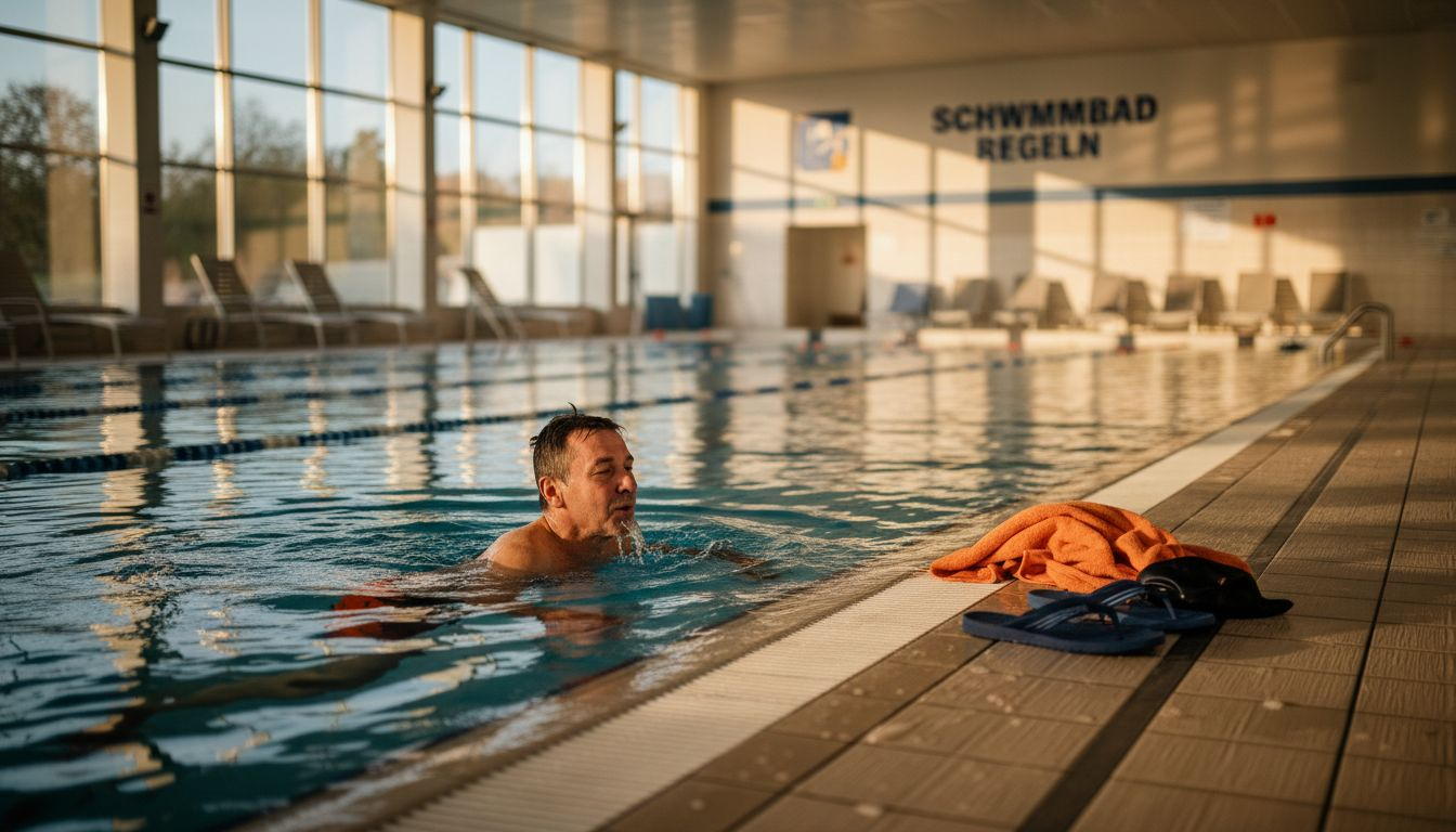An adult swims laps calmly in the water to relax.