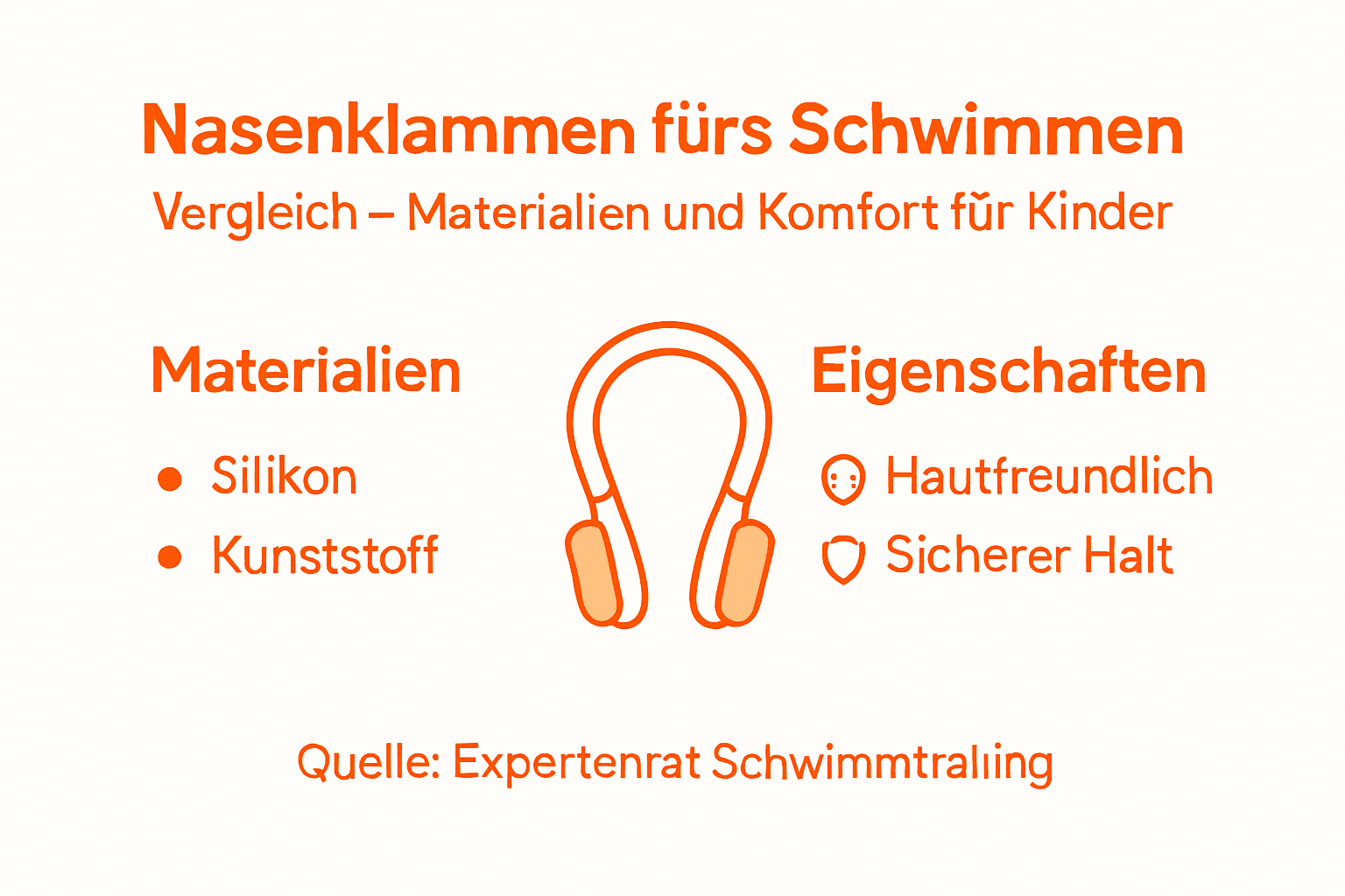 Comparison of materials and comfort of swimming nose clips – clearly presented in an infographic.