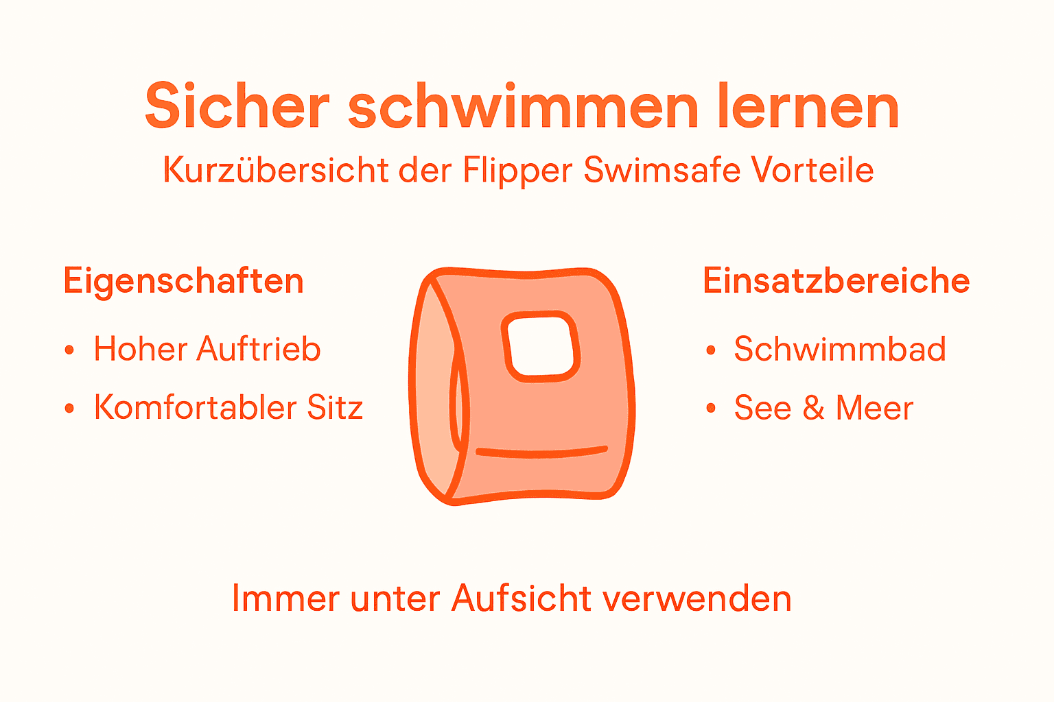 Overview: The most important features and applications of Flipper Swimsafe swimming aids at a glance