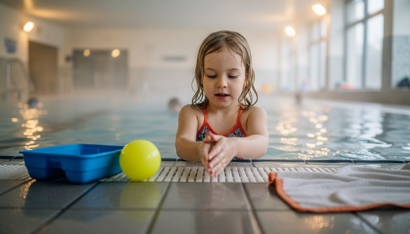 With a lot of fun and playful exercises, children are gently introduced to the water in the swimming pool.