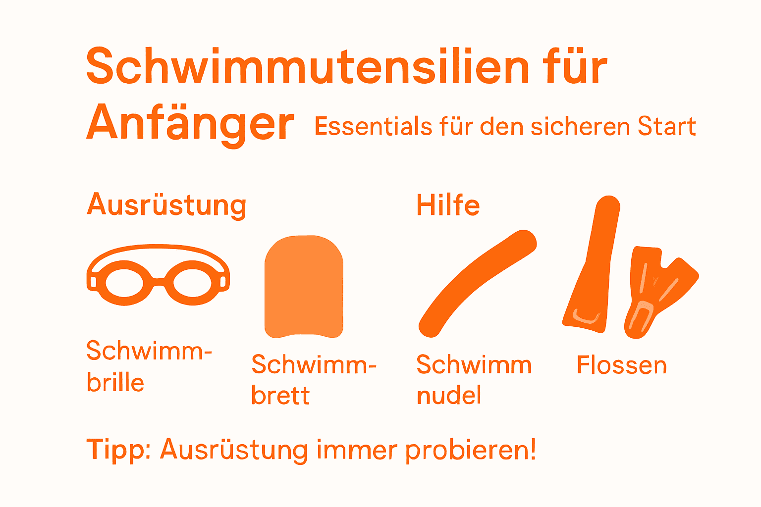 The most important swimming essentials for beginners – an overview as an infographic