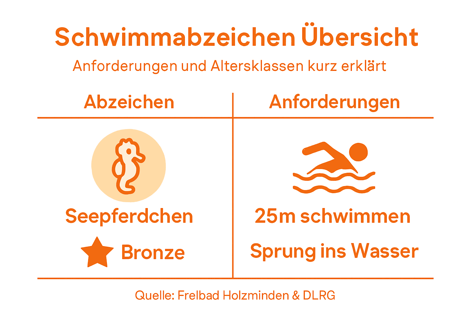 Overview of swimming badges and their requirements