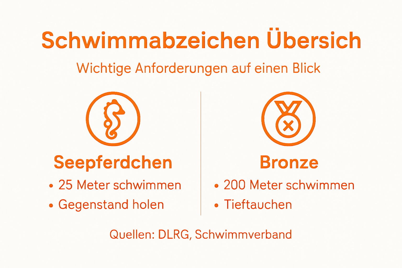 Overview: Requirements for swimming badges in the course