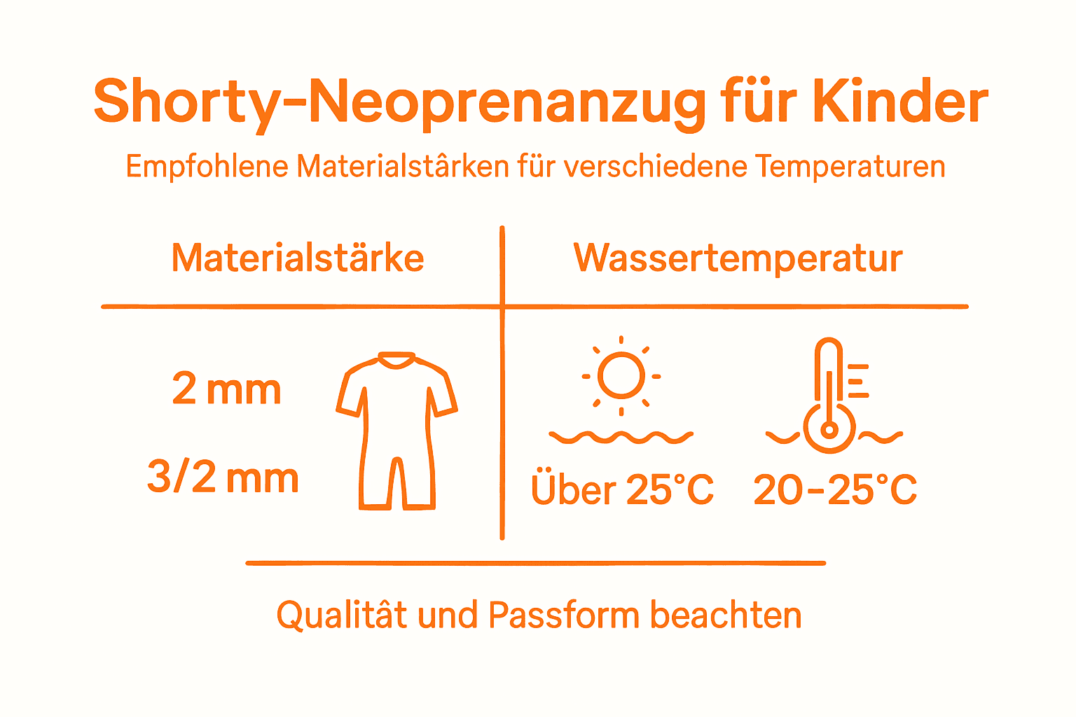 Infographic: Material thickness and temperature ranges of shortys at a glance